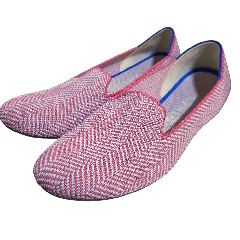 Rothys Womens Loafer Flats US 7.5 Amethyst Metallic Herringbone Pink lavender